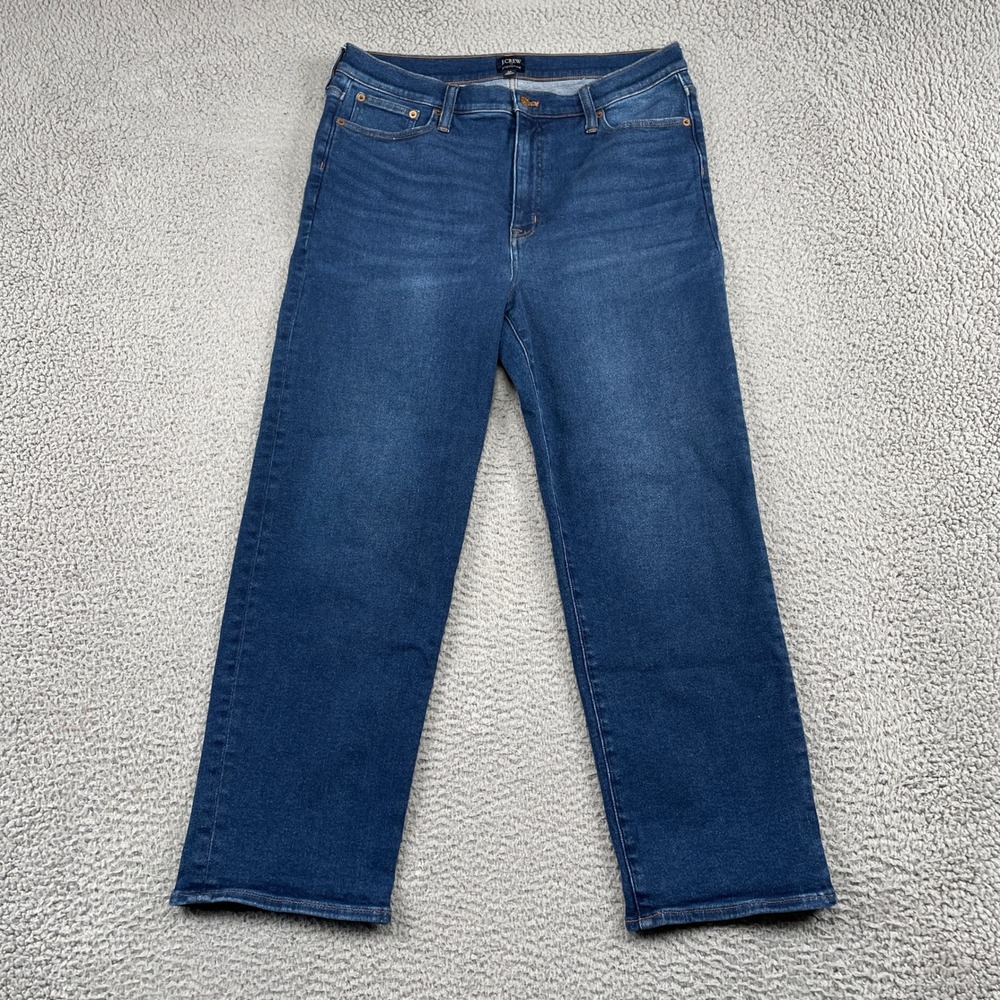 J.Crew Jeans Womens 32 Blue Stovepipe Straight Leg Stretch Denim CB354